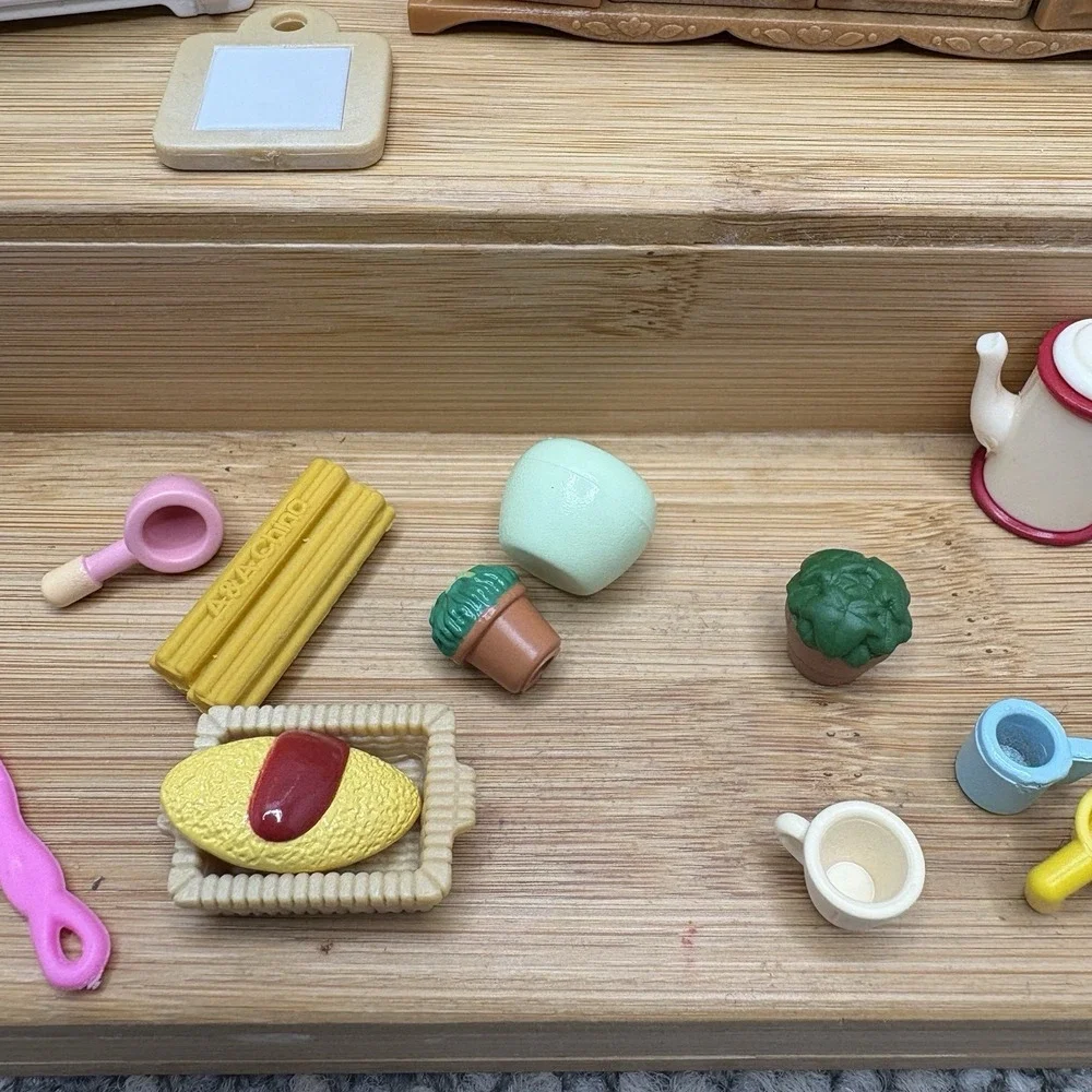 Epoch Calico Critters Kitchen Dollhouse Furniture VTG Tiny Foods Too Cute